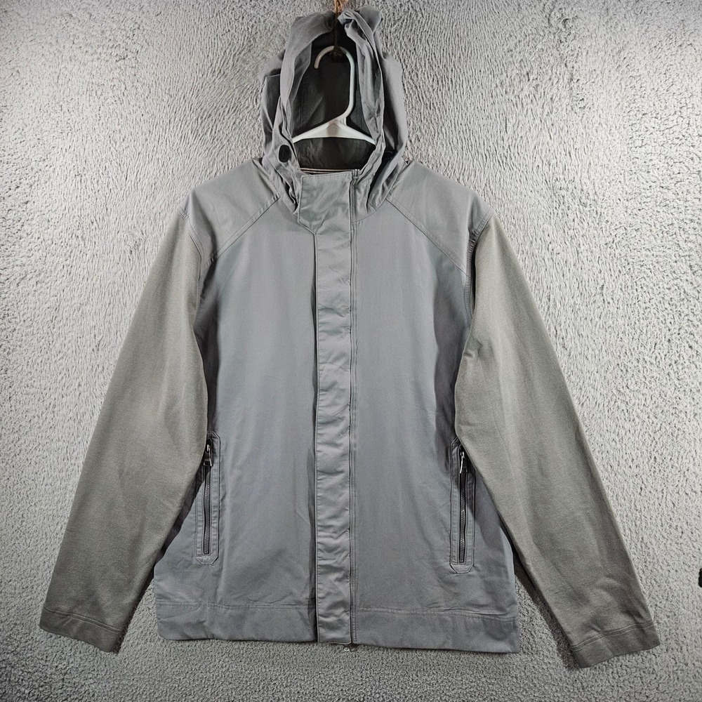 Banana Republic Mens Grey Mixed Media Hooded Full Zip Jacket Large